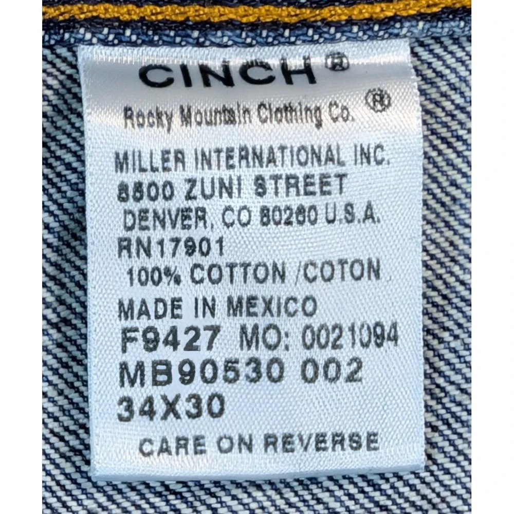 Cinch Mens Blue Denim Relaxed Fit Straight‎ Leg Jeans 34x30 MB90530 002 Medium